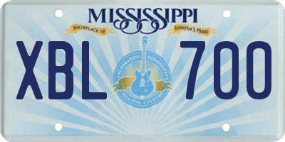 MS license plate XBL700