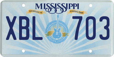 MS license plate XBL703