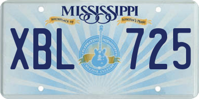 MS license plate XBL725