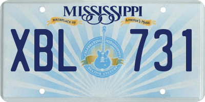 MS license plate XBL731