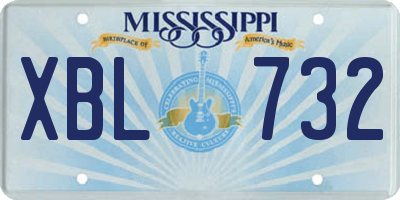 MS license plate XBL732