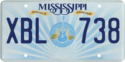 MS license plate XBL738