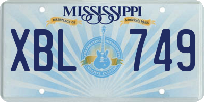 MS license plate XBL749