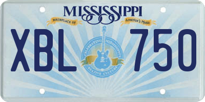 MS license plate XBL750