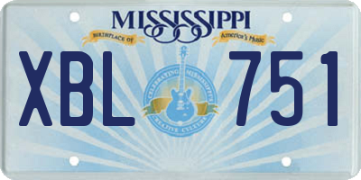 MS license plate XBL751