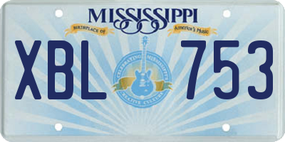MS license plate XBL753