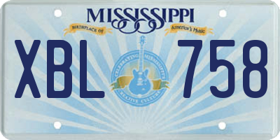 MS license plate XBL758