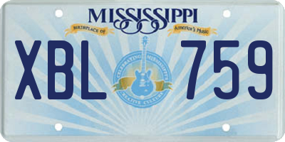 MS license plate XBL759