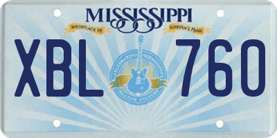 MS license plate XBL760