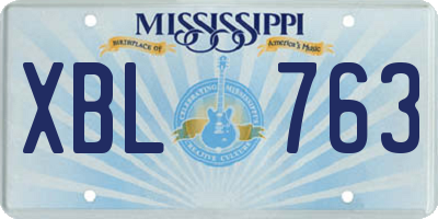 MS license plate XBL763