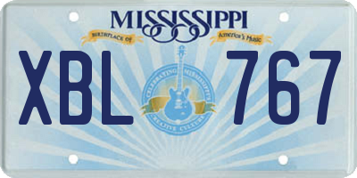 MS license plate XBL767