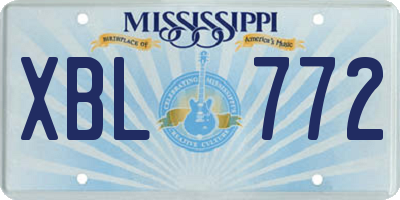 MS license plate XBL772