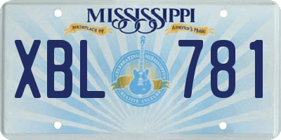 MS license plate XBL781
