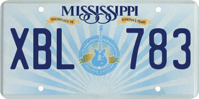 MS license plate XBL783