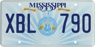 MS license plate XBL790