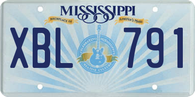 MS license plate XBL791