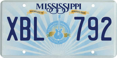 MS license plate XBL792