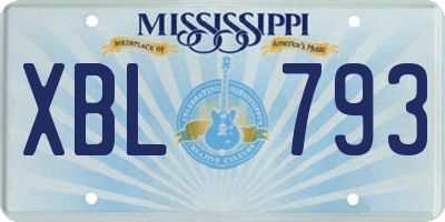 MS license plate XBL793