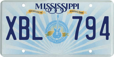 MS license plate XBL794