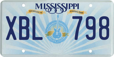 MS license plate XBL798