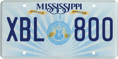MS license plate XBL800