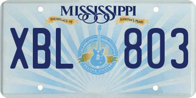MS license plate XBL803