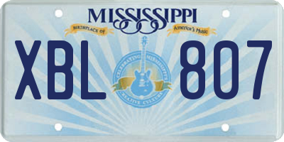 MS license plate XBL807