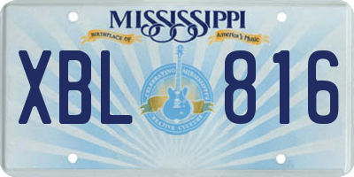 MS license plate XBL816