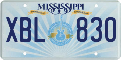 MS license plate XBL830