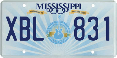 MS license plate XBL831