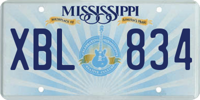 MS license plate XBL834
