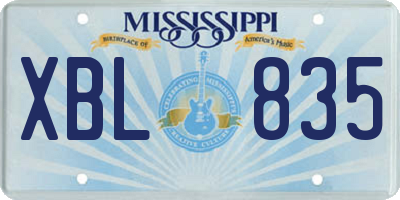 MS license plate XBL835