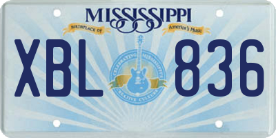 MS license plate XBL836