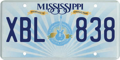 MS license plate XBL838