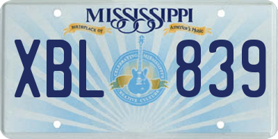 MS license plate XBL839