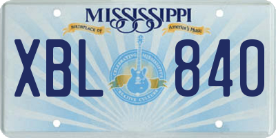 MS license plate XBL840
