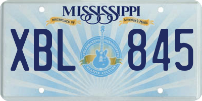 MS license plate XBL845
