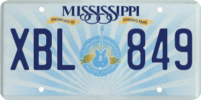 MS license plate XBL849