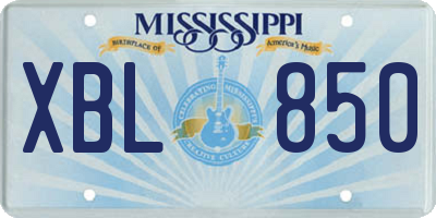 MS license plate XBL850