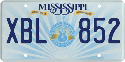 MS license plate XBL852