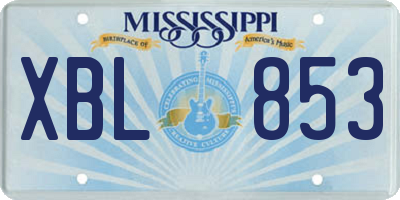 MS license plate XBL853