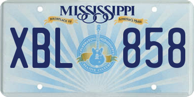 MS license plate XBL858
