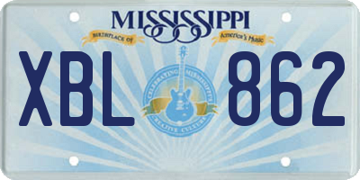MS license plate XBL862