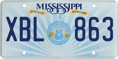 MS license plate XBL863
