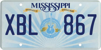 MS license plate XBL867