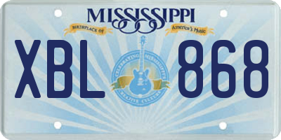 MS license plate XBL868