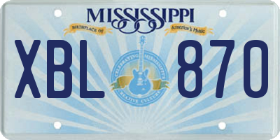 MS license plate XBL870