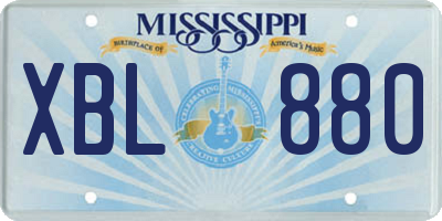 MS license plate XBL880