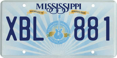 MS license plate XBL881