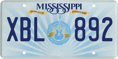 MS license plate XBL892